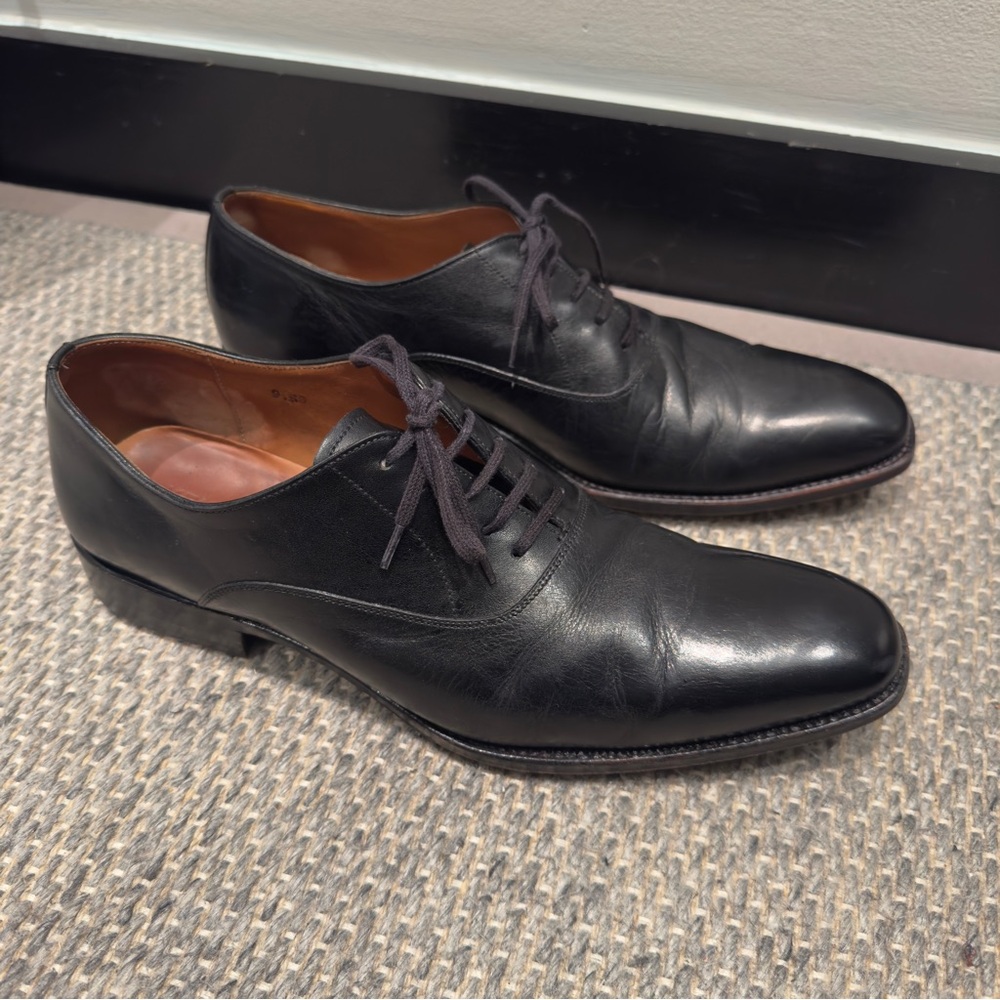 Kent Wang - Classic Black Leather Men's Lace Up Dress Shoes Size 9.5
